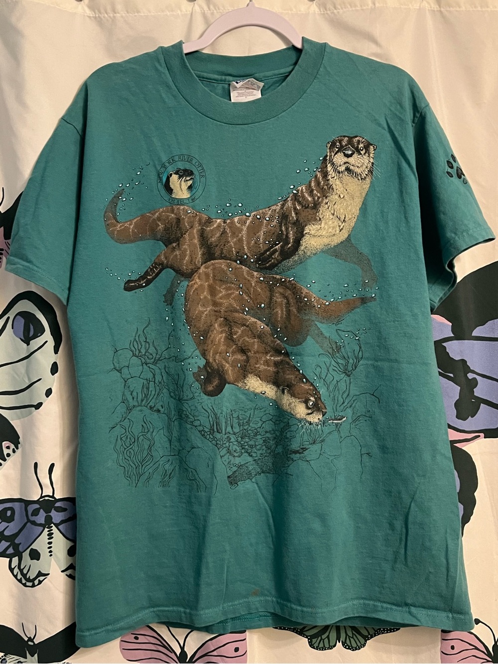 90s vintage Teal NY river otter project Graphic Tee